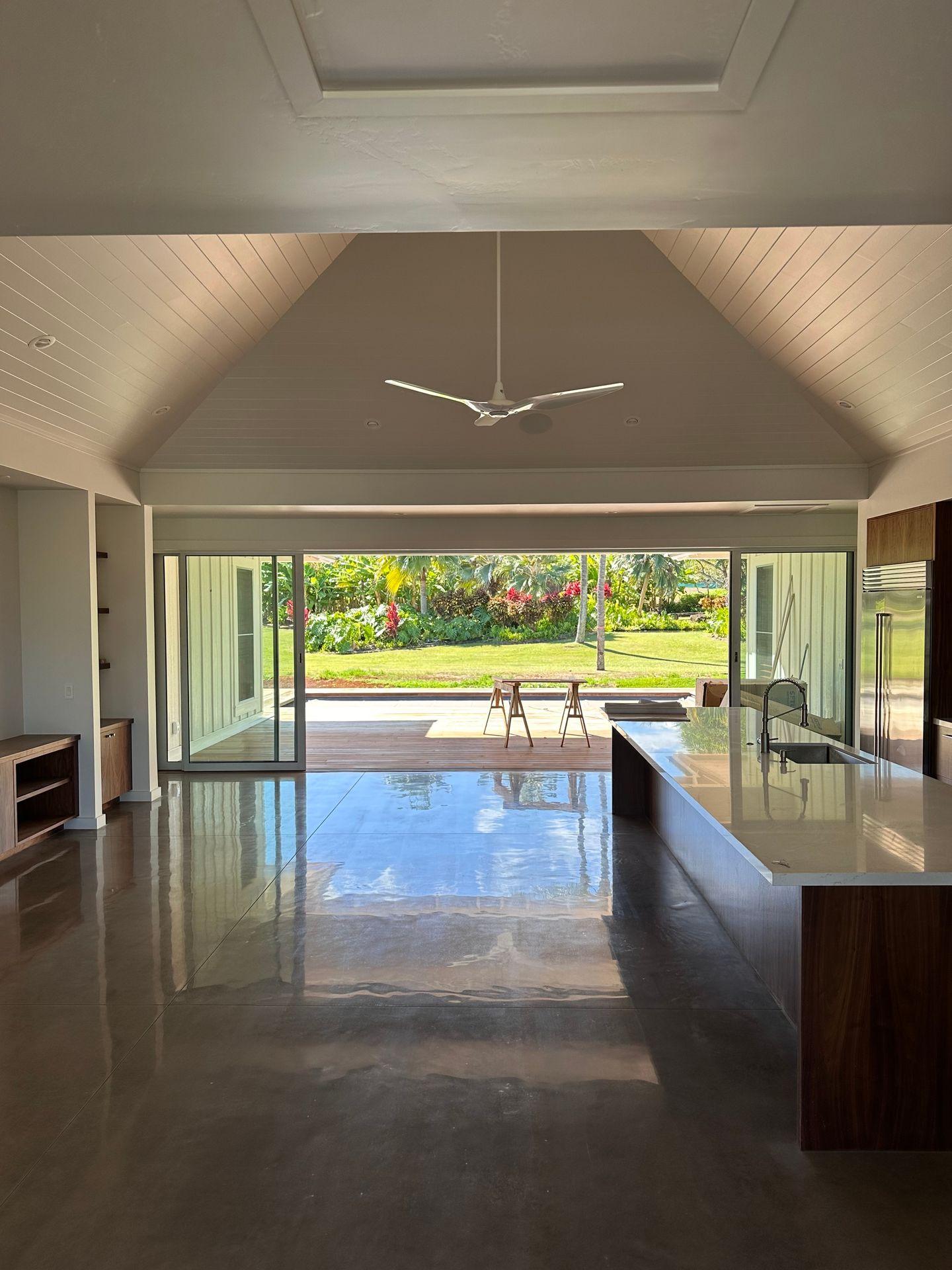 Custom home concrete polishing on Kauai